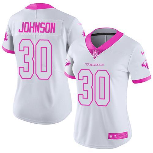 Women White Pink Limited Rush jerseys-069